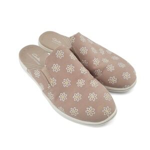 Clarks Cloudsteppers Mule Clog Floral Slip On‎ Casual Comfort Shoes US 9